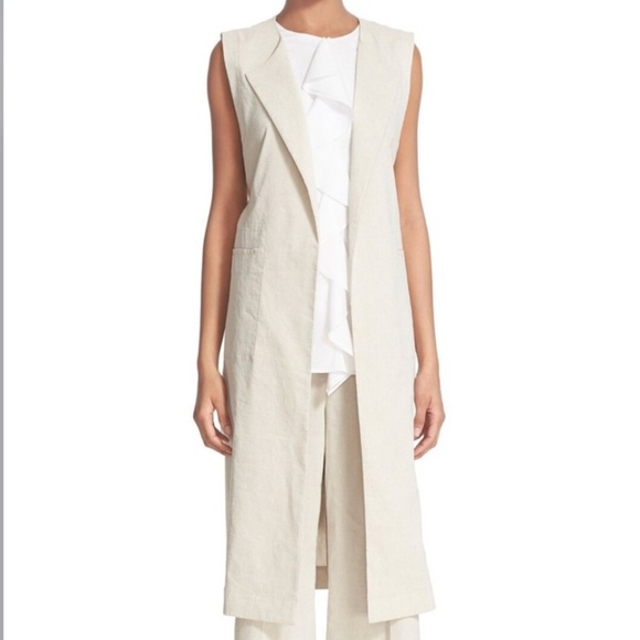 Theory skea crunch linen vest & short set - Picture 1 of 12